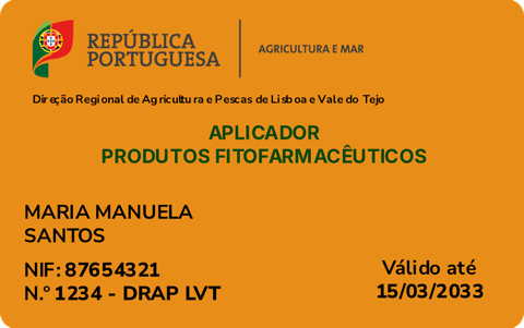 Cartão de aplicador de produtos fitofarmacêuticos APF